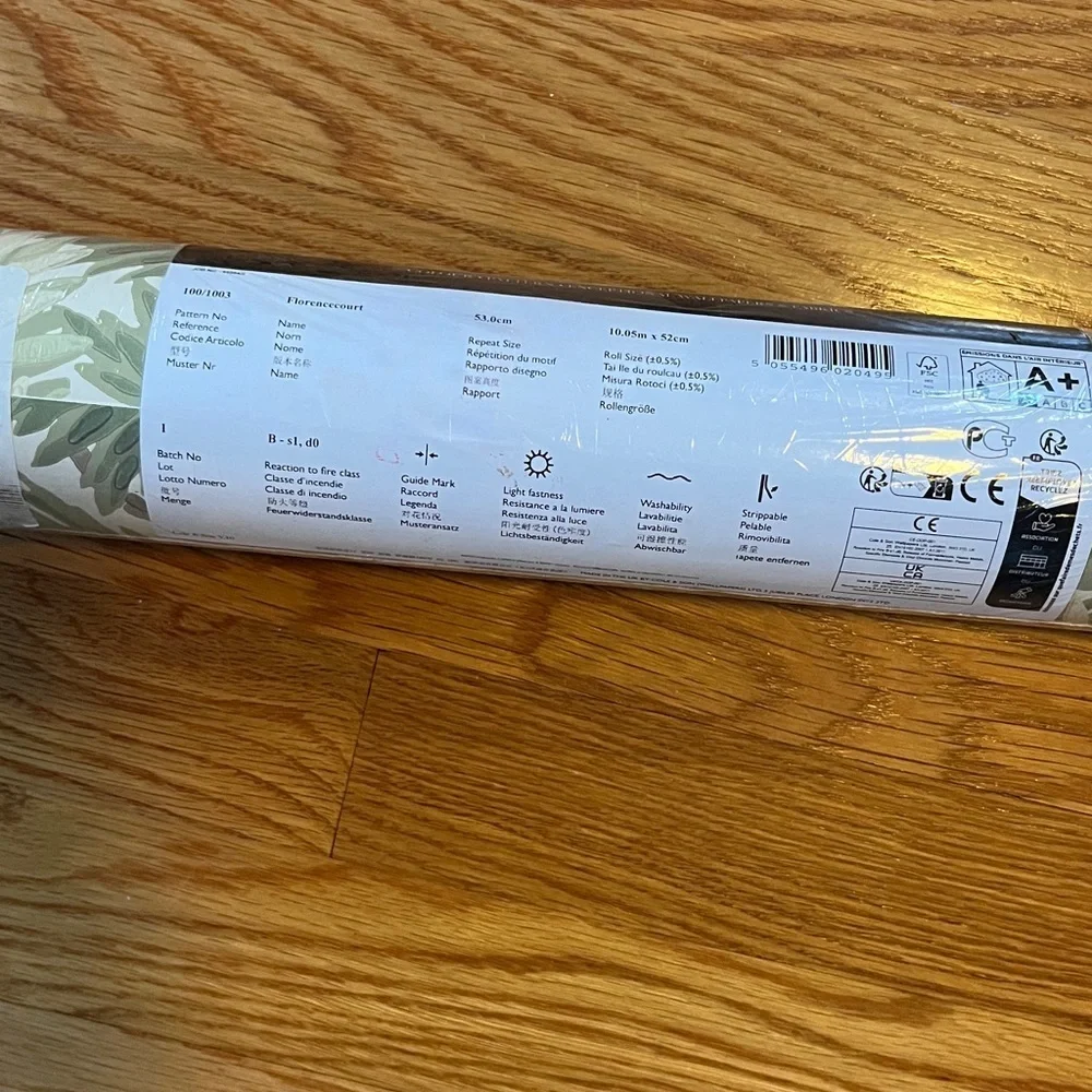 Anthropologie Florence Court Olive Botanical Wallpaper NWT